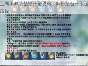 新笑傲江湖手游装备提升全攻略：解析装备升级强化改造与进阶路径