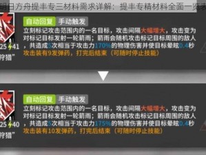 明日方舟提丰专三材料需求详解：提丰专精材料全面一览表