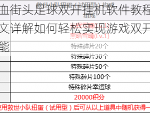 热血街头足球双开挂机软件教程：图文详解如何轻松实现游戏双开启功能