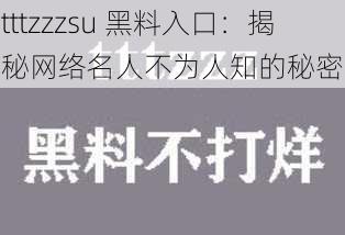 tttzzzsu 黑料入口：揭秘网络名人不为人知的秘密