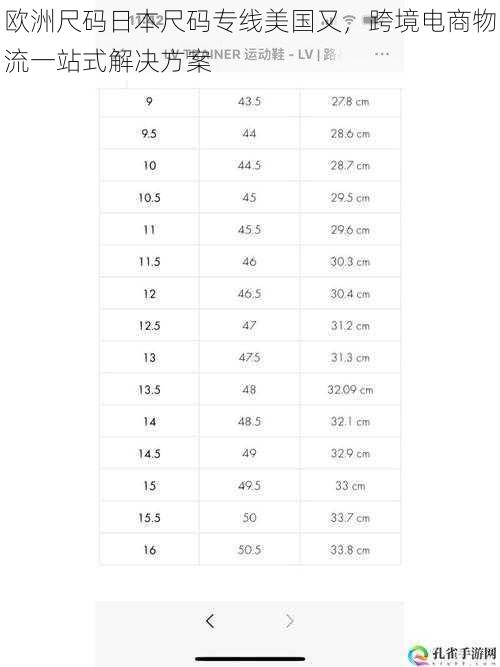 欧洲尺码日本尺码专线美国又，跨境电商物流一站式解决方案