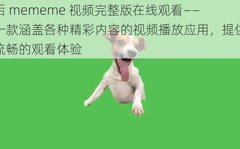 后 mememe 视频完整版在线观看——一款涵盖各种精彩内容的视频播放应用，提供流畅的观看体验