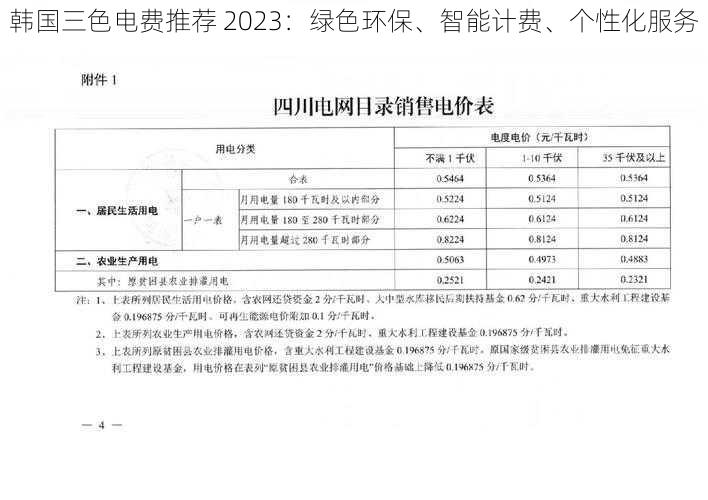 韩国三色电费推荐 2023：绿色环保、智能计费、个性化服务