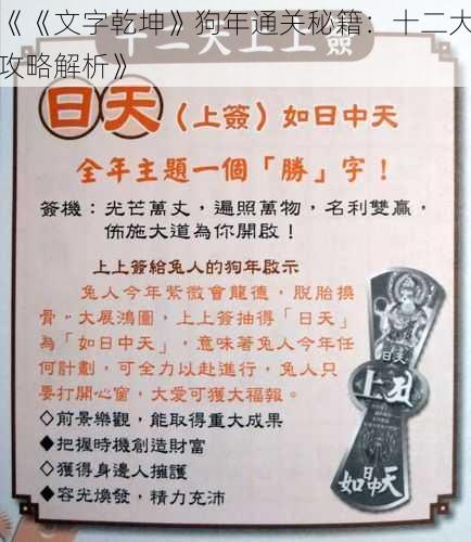 《《文字乾坤》狗年通关秘籍：十二大攻略解析》