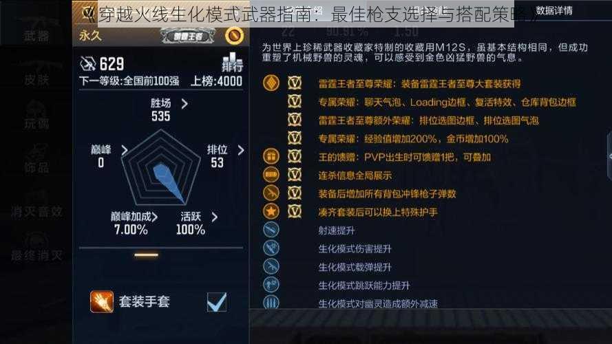 《穿越火线生化模式武器指南：最佳枪支选择与搭配策略》