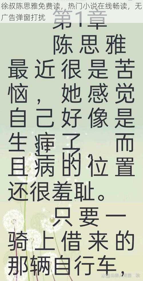 徐叔陈思雅免费读，热门小说在线畅读，无广告弹窗打扰