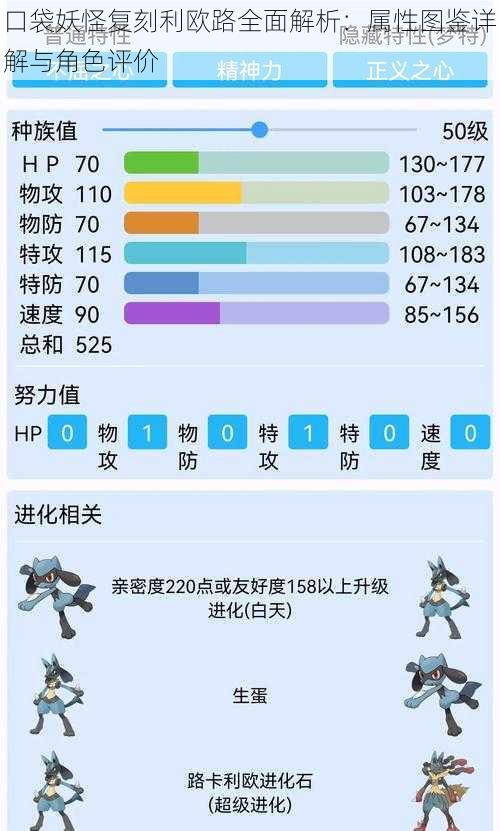 口袋妖怪复刻利欧路全面解析：属性图鉴详解与角色评价