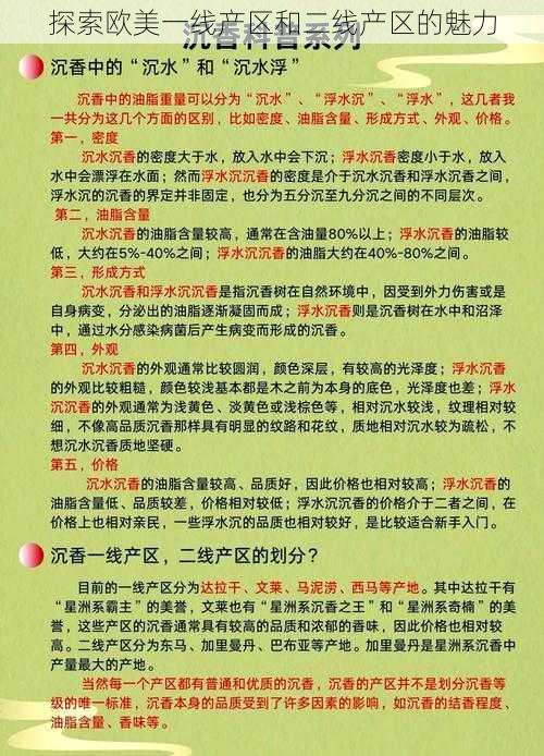 探索欧美一线产区和二线产区的魅力