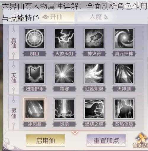 六界仙尊人物属性详解：全面剖析角色作用与技能特色