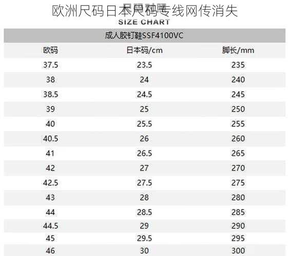 欧洲尺码日本尺码专线网传消失